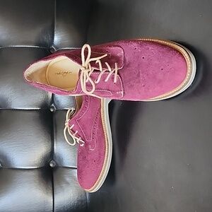Halogen Lindy Suede Oxfords Maroon Women's Size 10